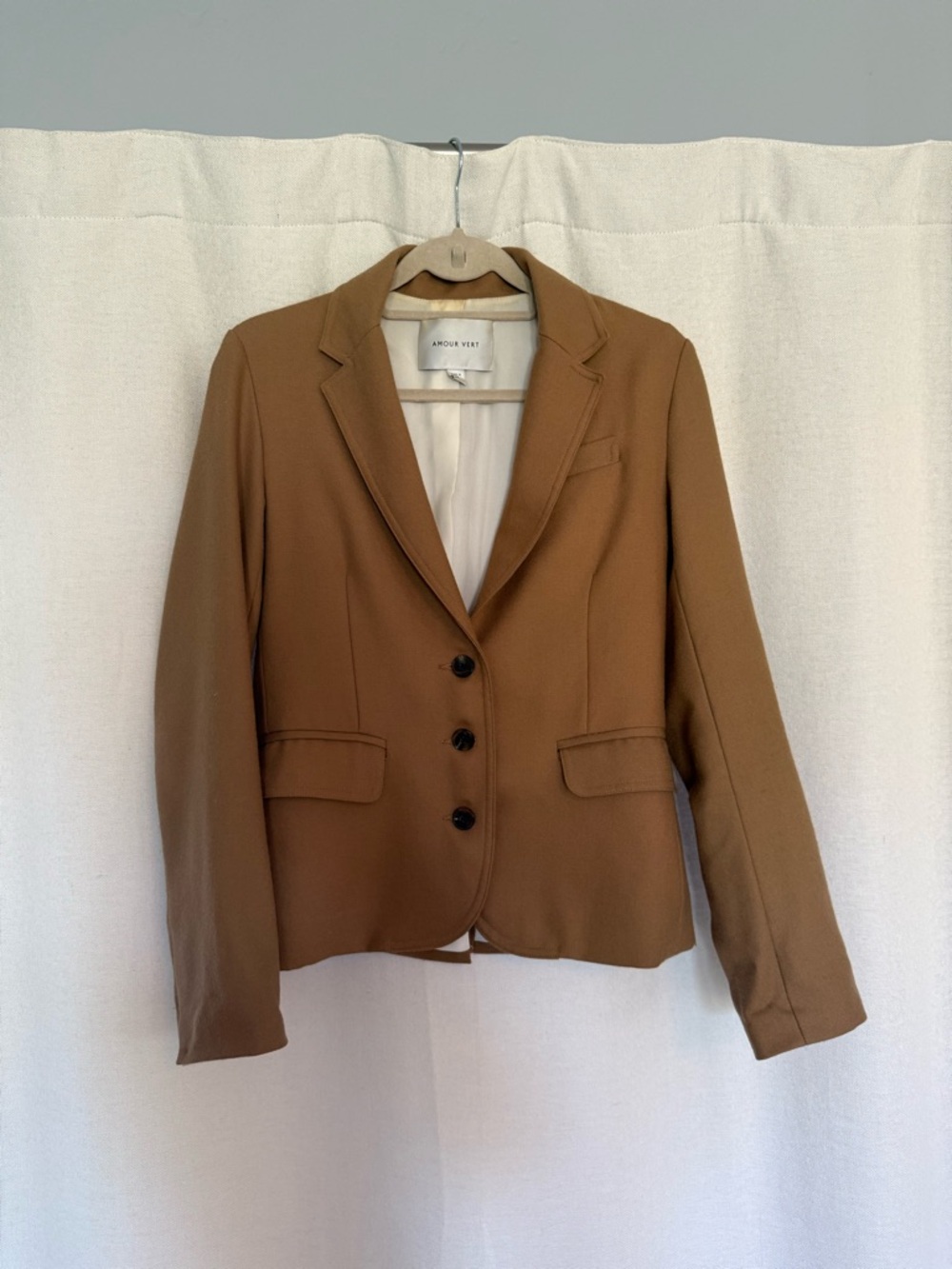 Amour Vert Camel Brown Tailored Women's Blazer